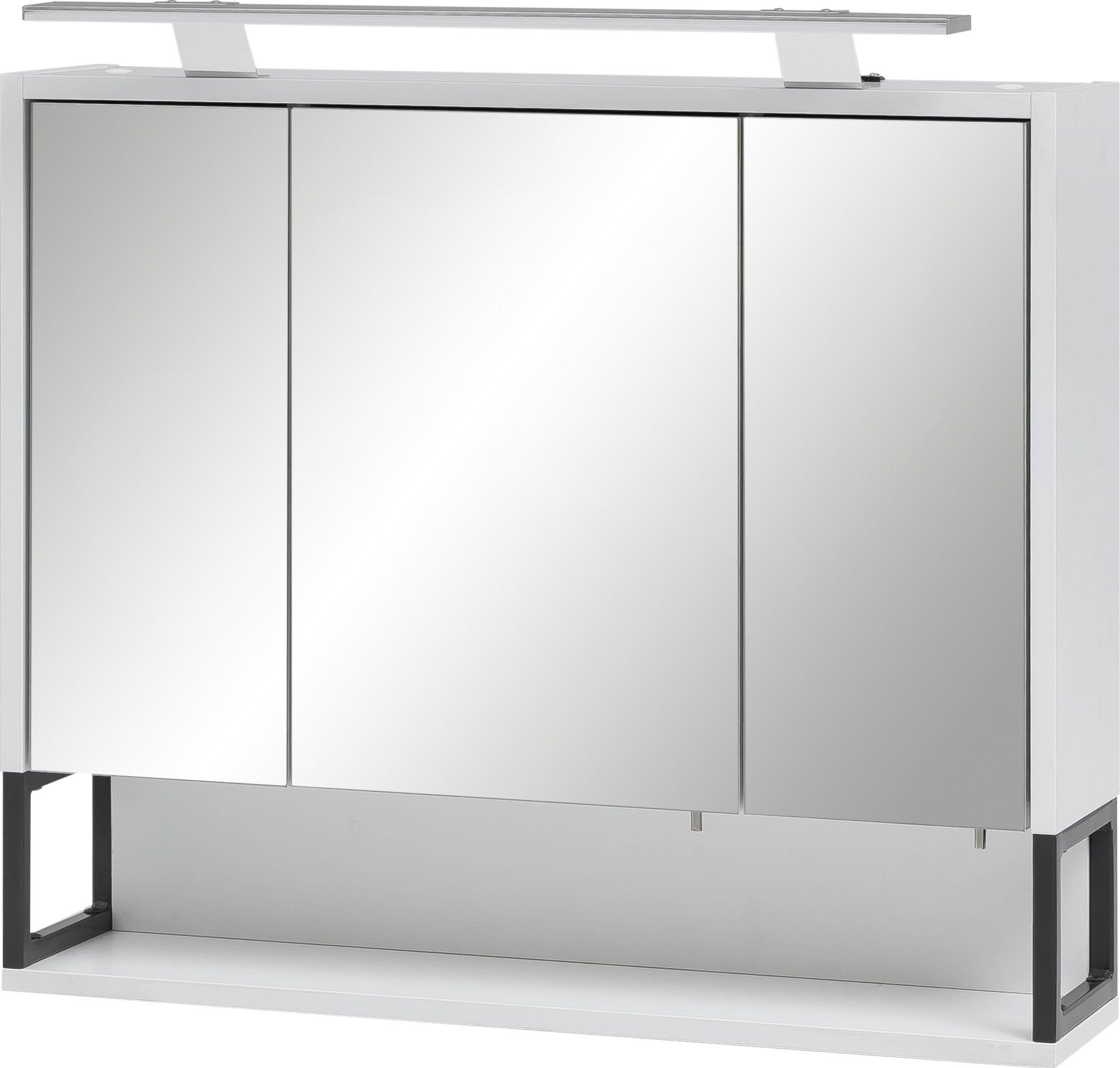 Schildmeyer Spiegelschrank Limone Breite 70 cm, 3-türig, LED-Beleuchtung, Schalter-/Steckdosenbox kreideweiß | kreideweiß