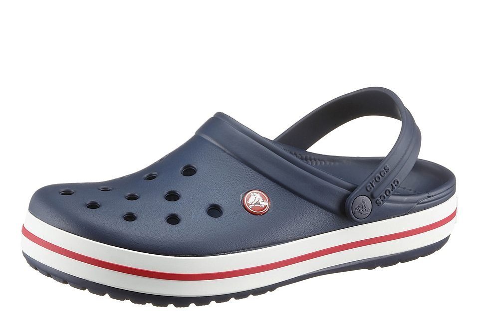 Clog Laufsohle farbiger marine-weiß-rot mit Crocband Crocs