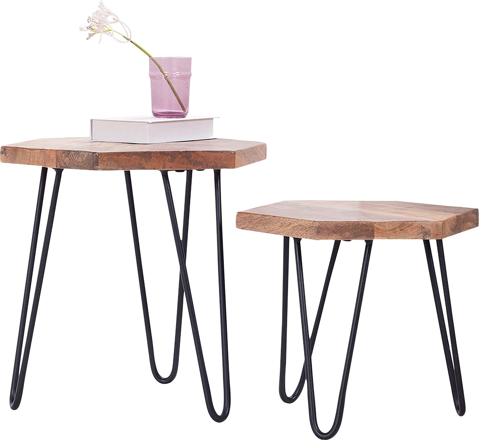 byLIVING Beistelltisch Elea, aus Massivholz, bestehend aus 2 Tischen günstig online kaufen