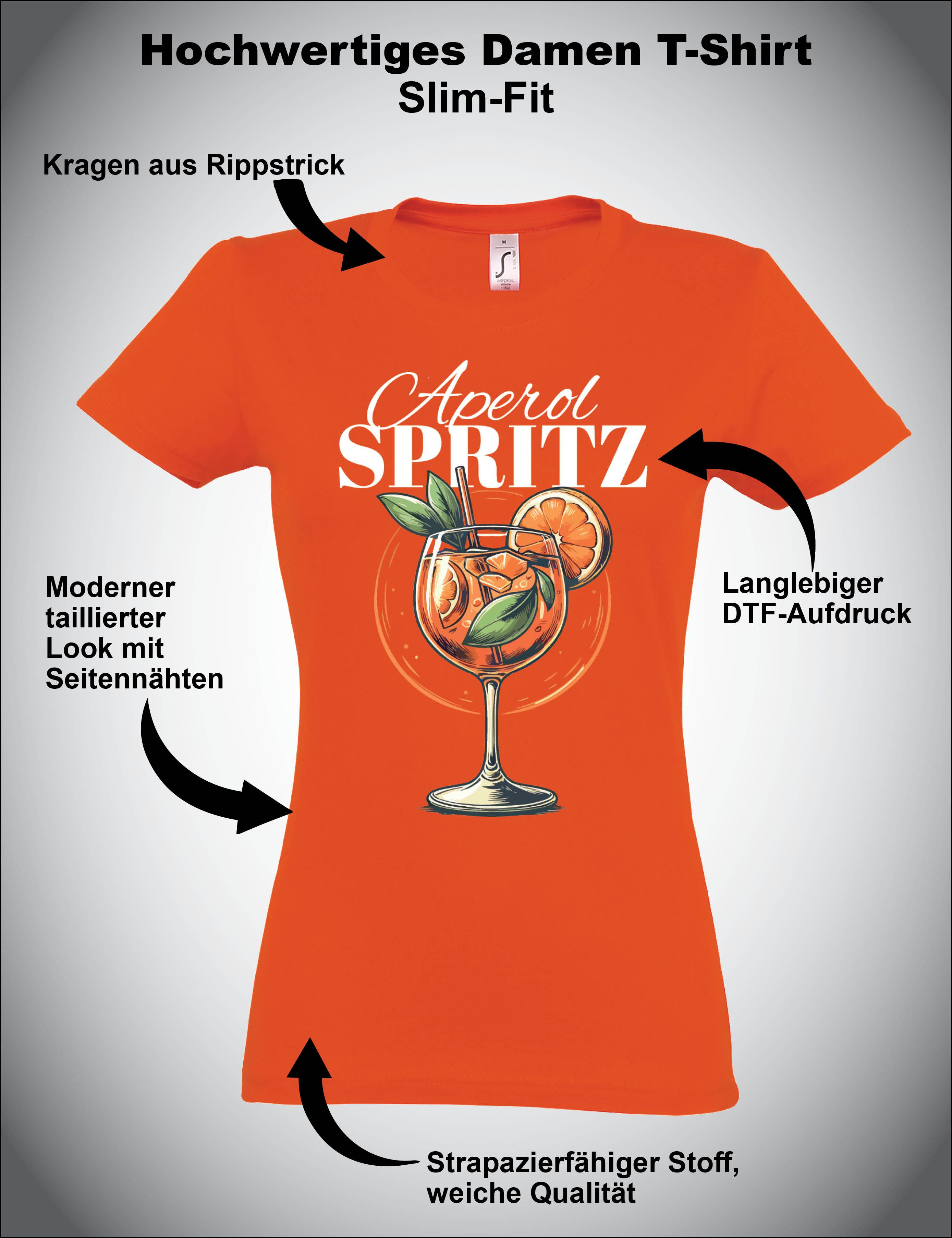 Youth Designz Print-Shirt "Aperol Spritz" Print Damen T-Shirt Statement Geschenk Frauen mit lustigen und stylischen Aufdruck für Frauen
