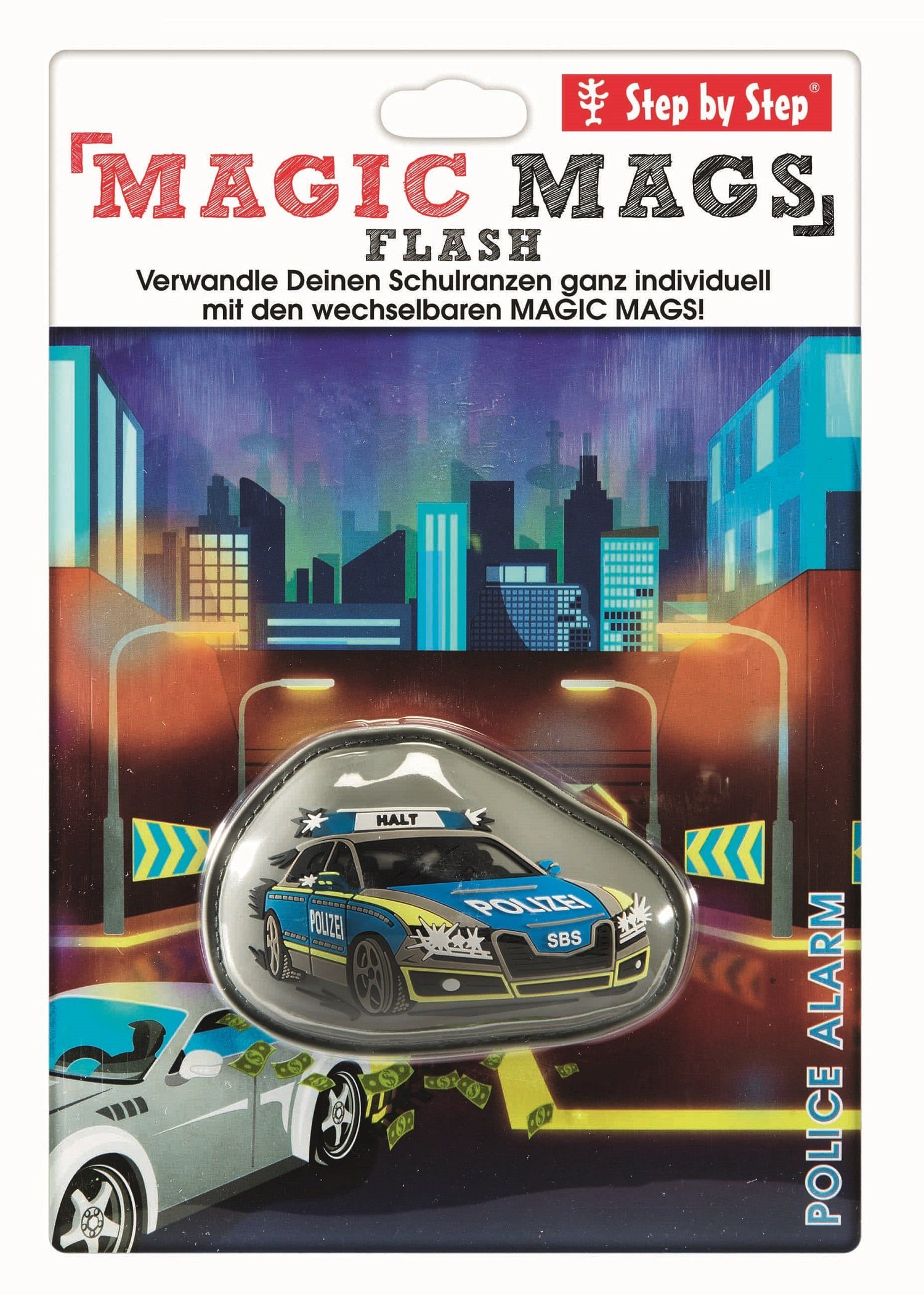 Step by Step Schulranzen MAGIC MAGS FLASH Police Alarm Rick 1-teilig (1 Stück), Leuchtmotiv, Glücksbringer