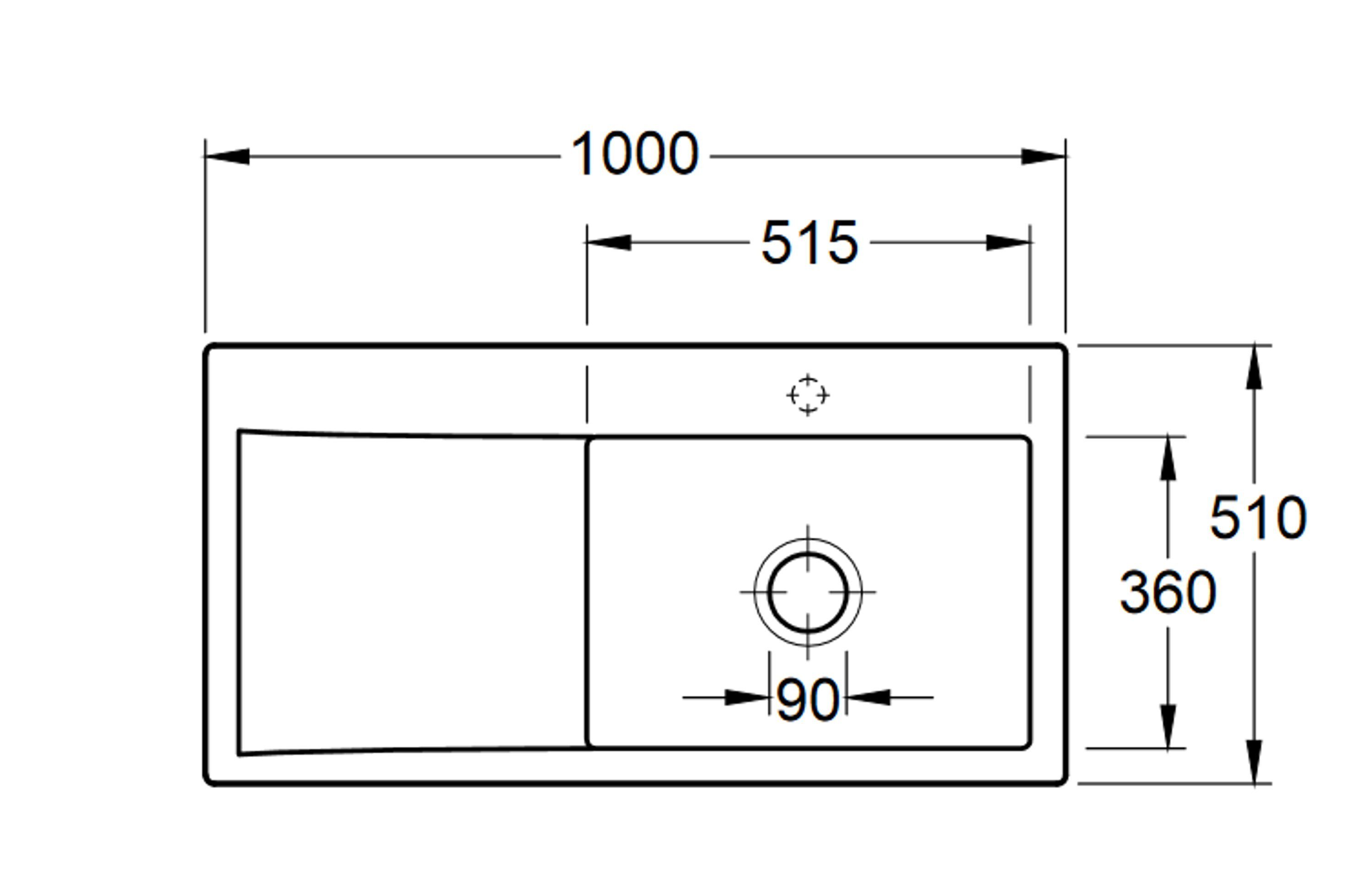 R1, Küchenspüle Becken Rechteckig, 100/22 & Villeroy rechts cm, Boch 3361 01