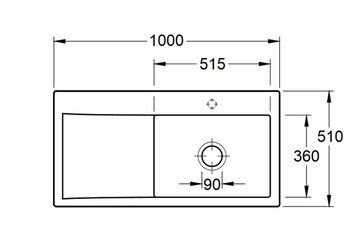 Villeroy & Boch Küchenspüle 3361 01 FU, Rechteckig, 100/22 cm, Becken rechts