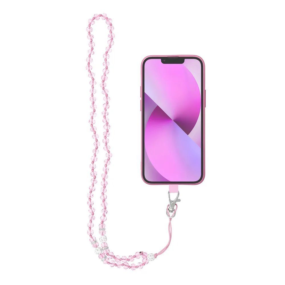 Smartphone-Tragegurt Anhänger Perlen kompatibel mit Smartphone / Kabellänge 74cm (37cm in einer Schlaufe) / für Hals - hellrosa