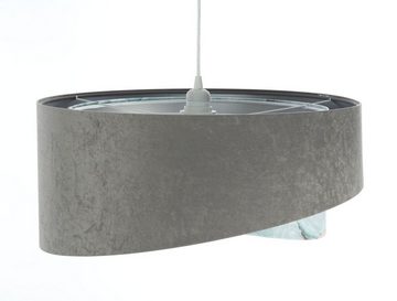 Licht-Erlebnisse Pendelleuchte KARIM, ohne Leuchtmittel, in Weiß Grau Hellblau marmoriert Silber E27 D: 50 cm Stoff Metall