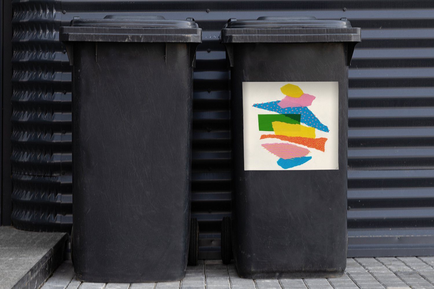 Wandsticker - Container, Abstrakt - Sticker, Regenbogen MuchoWow Mülltonne, Formen St), (1 - Abfalbehälter Kunst Mülleimer-aufkleber,