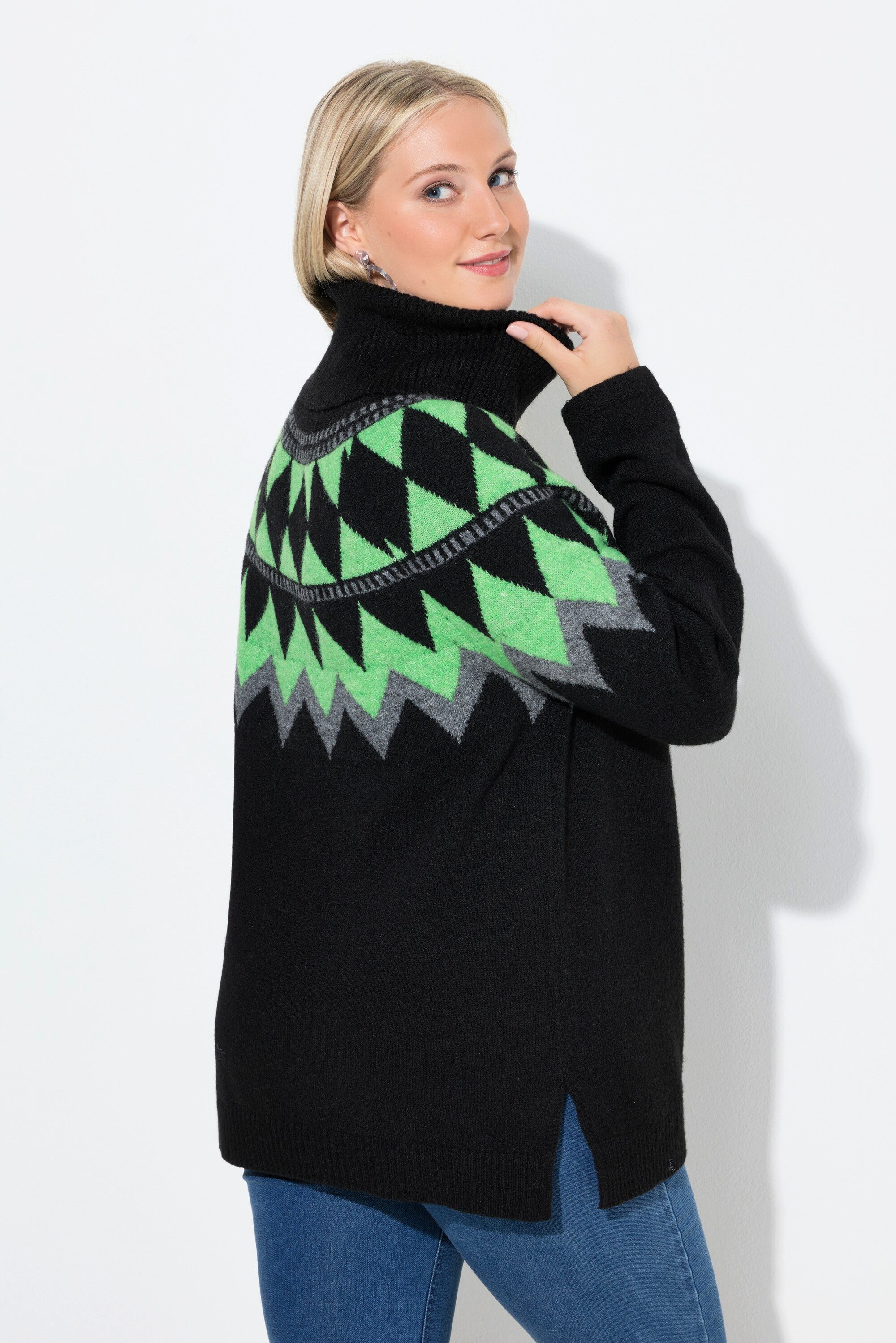 Ulla Popken Rollkragenpullover Pullover Norwegermuster Rollkragen Langarm