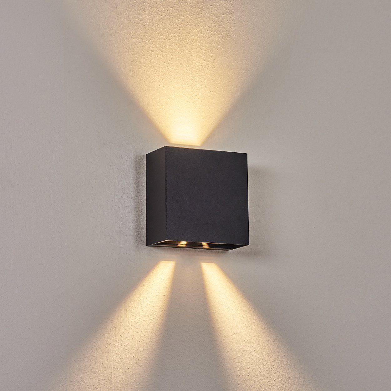 hofstein Außen-Wandleuchte »Meida« 400 LED ändern, Schwarz, IP54 sich Außenlampe in Metall aus lässt Lichteffekt, moderne Down Außenwandlampe 3000 Effekt Kelvin, Up & Lumen