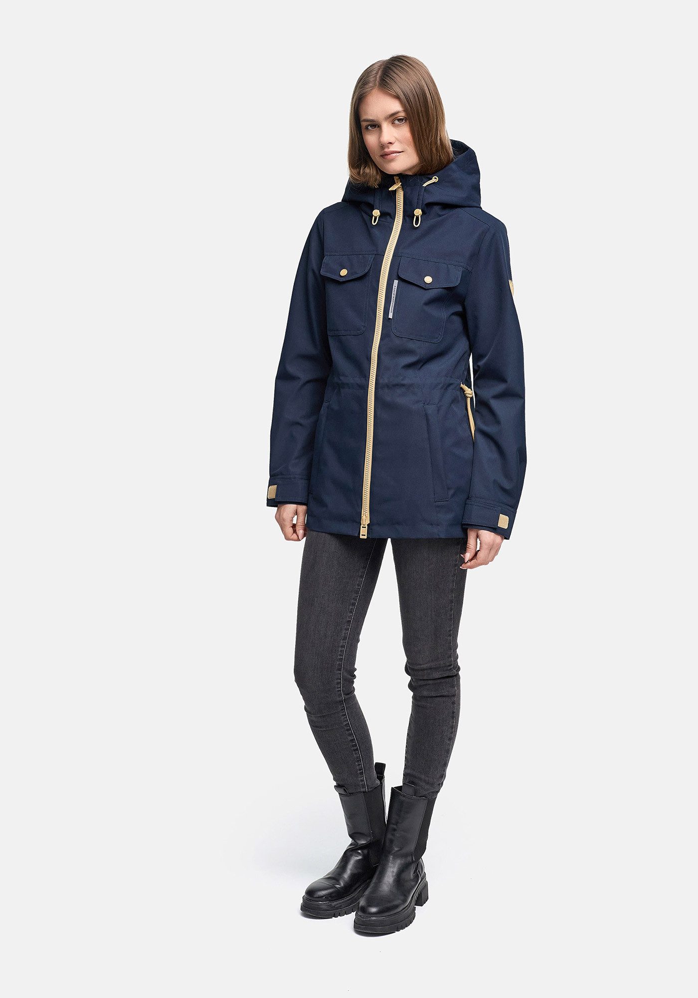 Marikoo Outdoorjacke Sohaa Leichte Outdoorjacke mit Kapuze und Kordelzug