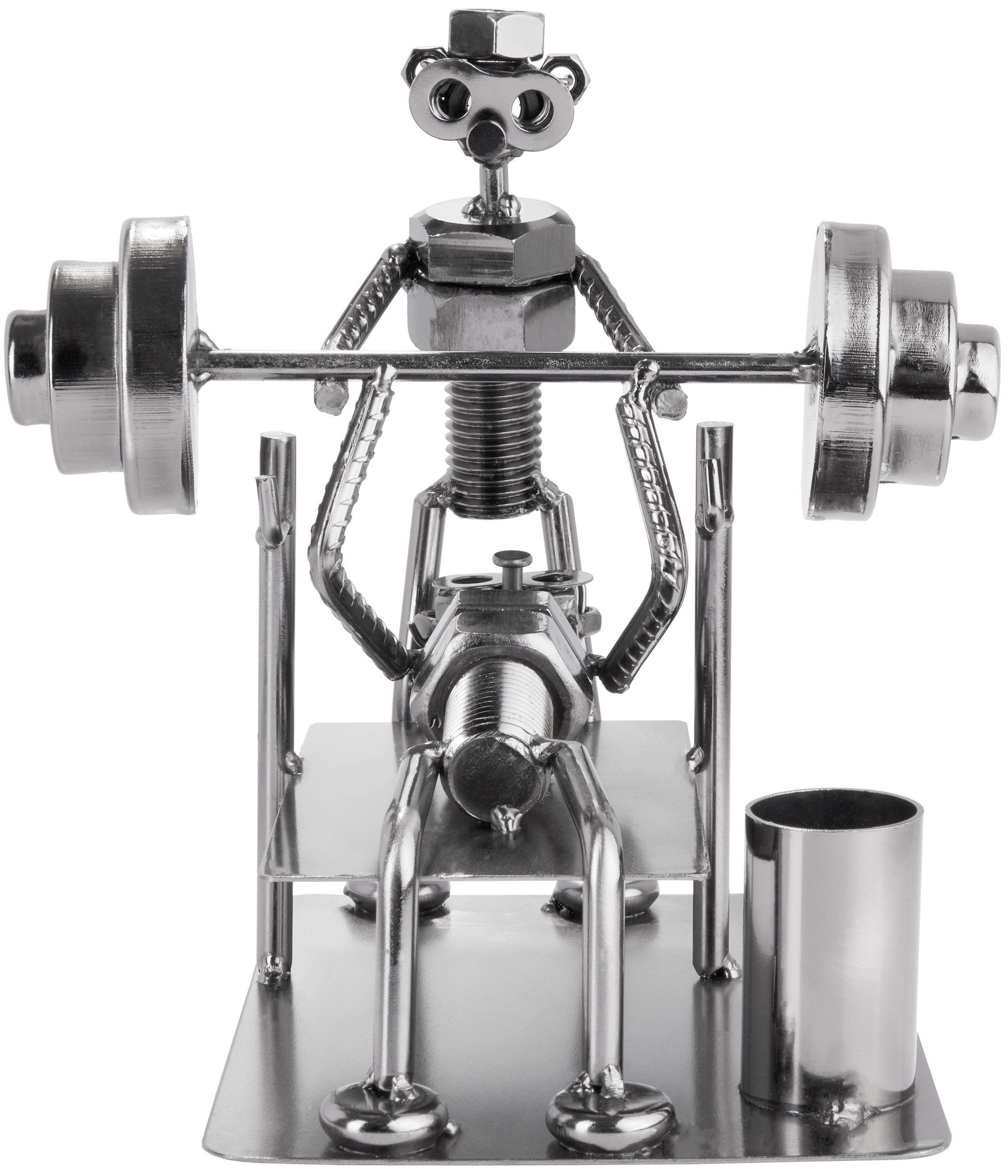 BRUBAKER Kraftsportler Geschenkfigur Metallskulptur Bodybuilder Bodybuilder Stiftehalter), mit (1 Dekofigur Schraubenmännchen St., und kunstvolle für