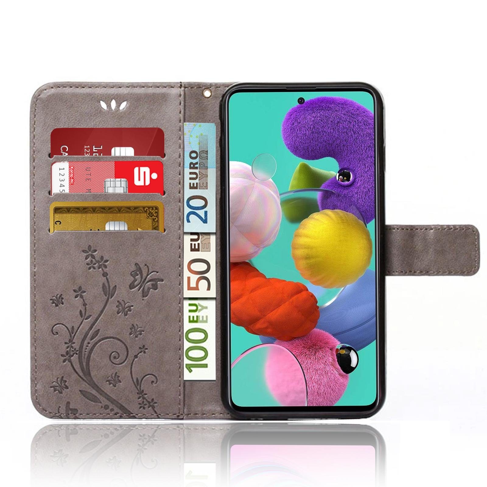 Numerva Handyhülle Bookstyle Flower für Samsung Galaxy A71, Handy Tasche Schutzhülle Klapphülle Flip Cover mit Blumenmuster