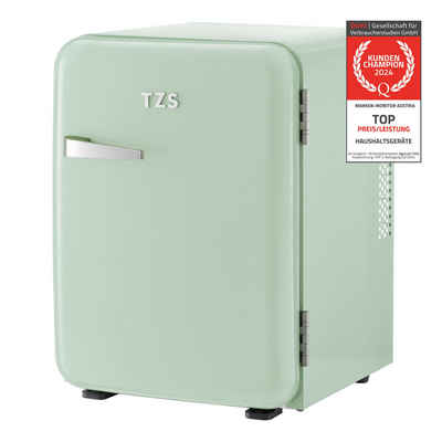 TZS FIRST AUSTRIA Table Top Kühlschrank FA-5172-3-GL, Mini Kühlschrank 40L, Minibar E lautlos, LED-Beleuchtung, Retro