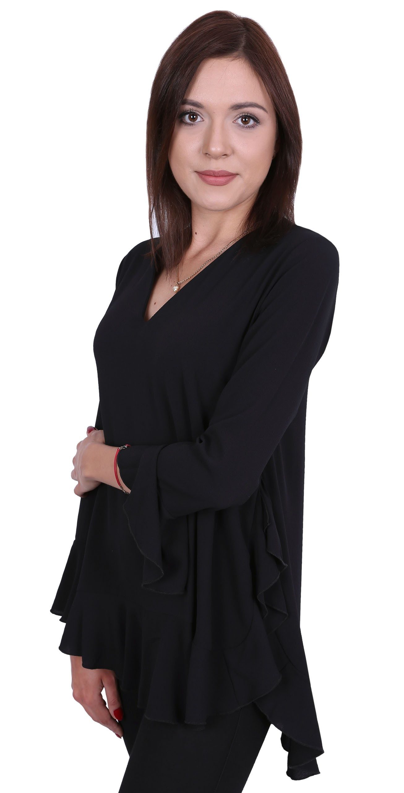 Sarcia.eu Rüschenbluse John Zack Schwarze Bluse mit Rüsche M
