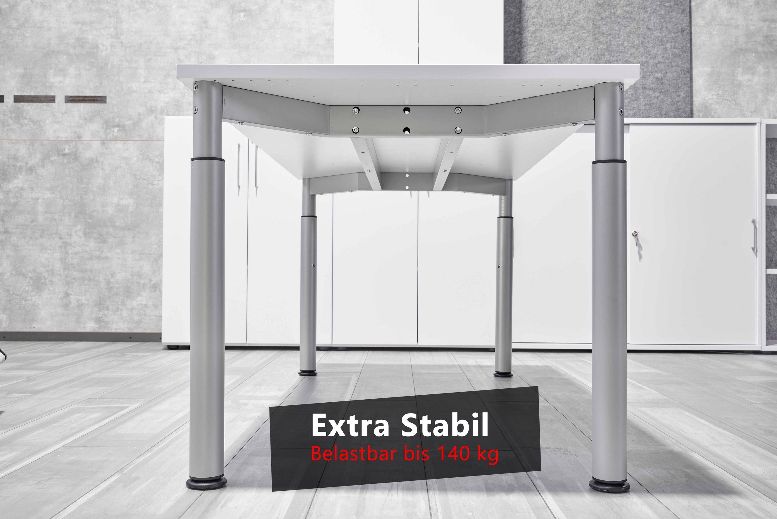 bümö Schreibtisch Schreibtisch Serie-Y, Gestell: Rechteck: Beton x 80 - cm 120 Silber Dekor: 