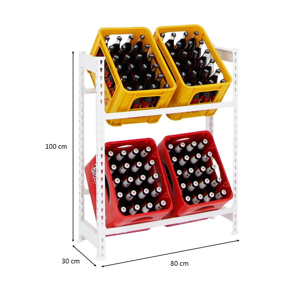 PROREGAL® Flaschenregal Getränkekistenregal CAMEL 100x80x30cm Weiß, günstig online kaufen