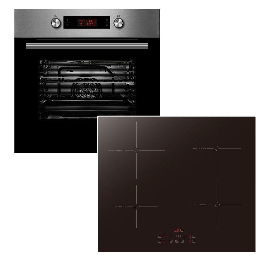 Midea Backofen-Set Backofen Pyrolyse+ keenberk Induktionskochfeld Booster TouchSlider, mit 1-fach Teilauszug, Pyrolyse-Selbstreinigung