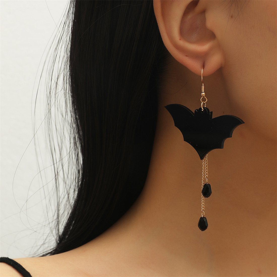 DÖRÖY Paar Ohrhänger Halloween Fledermaus-Ohrringe, Schwarze Fledermaus-Ohrringe, Ohrringe