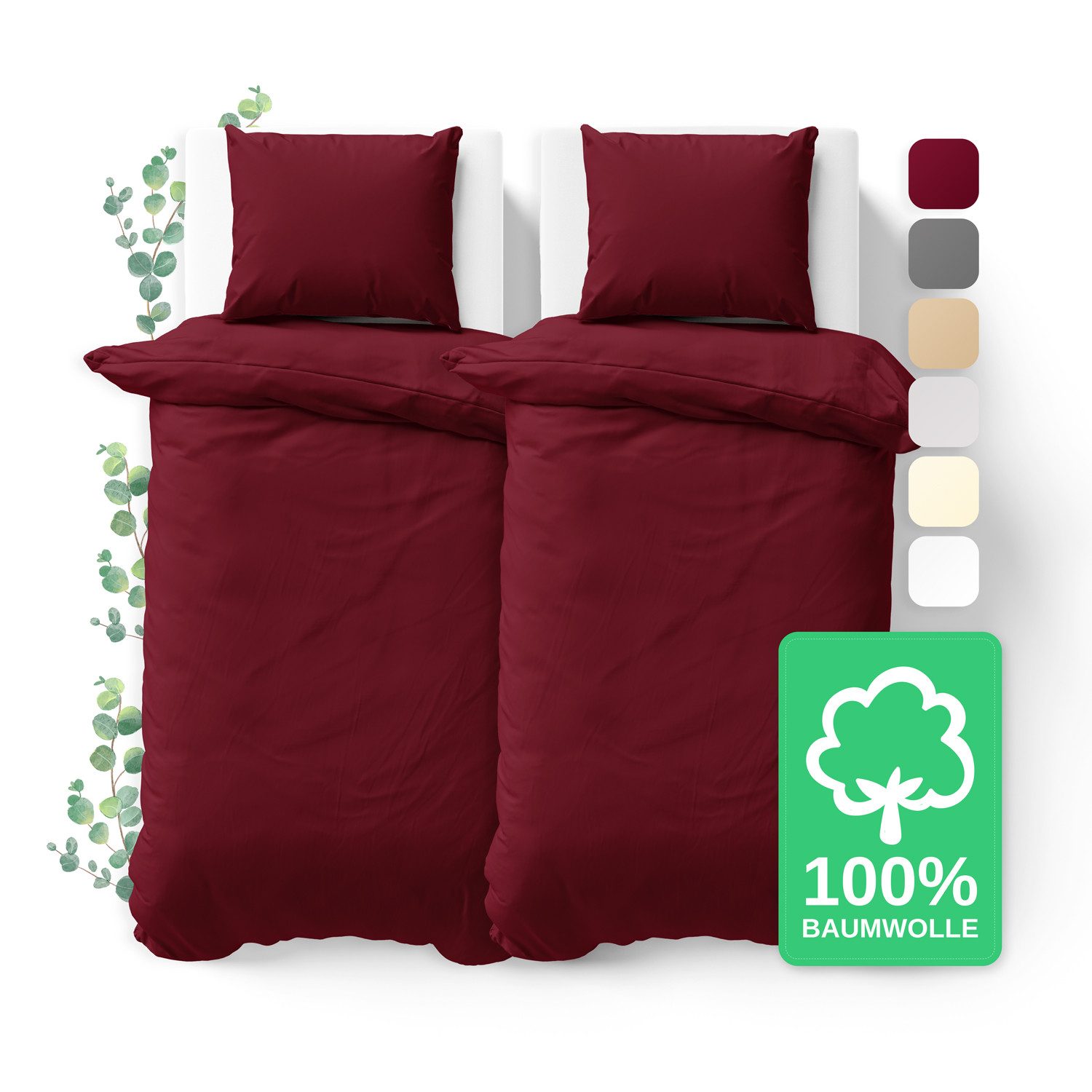 Jacobson Bettwäsche Set - 100% Baumwolle, Perkal, 4 teilig, Erhältlich in den Größen 135x200, 155x220, 200x200, 200x220, 240x220