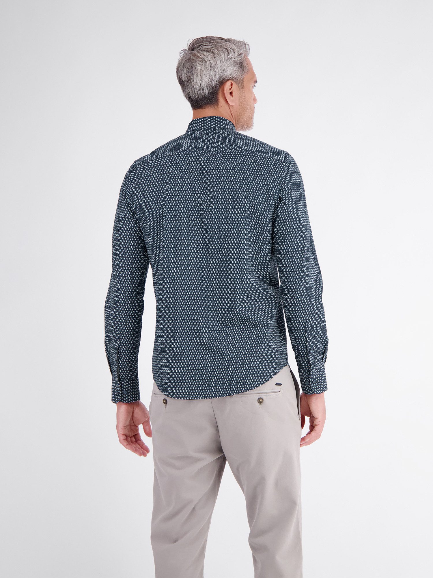 LERROS Langarmhemd Sportliches Herrenhemd mit modernem Minimalprint-Design