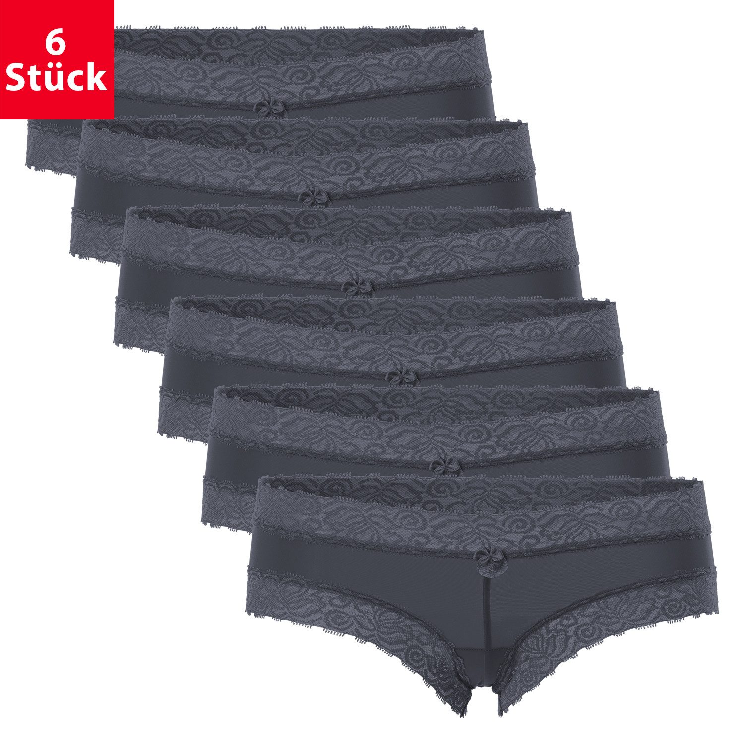 celodoro Panty Damen Hipster Panty mit Spitze (6er Pack) Dessous Slips