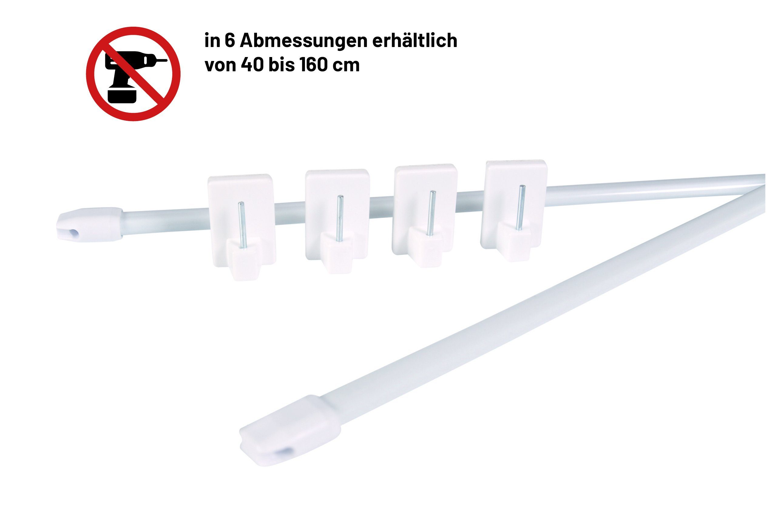 Deco-Raum Vitragenstange mit Klebehaken ausziehbar, ausziehbar, geklebt, ohne Bohren – Bild 4 von 5