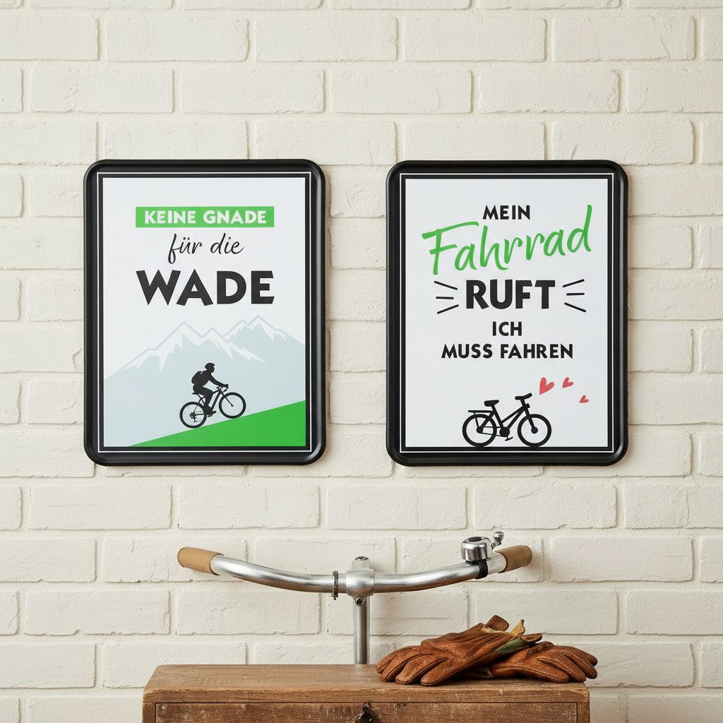 MF Metallschild Metallschild Fahrradliebe rechteckig Wanddeko 2er Set, (2 St)