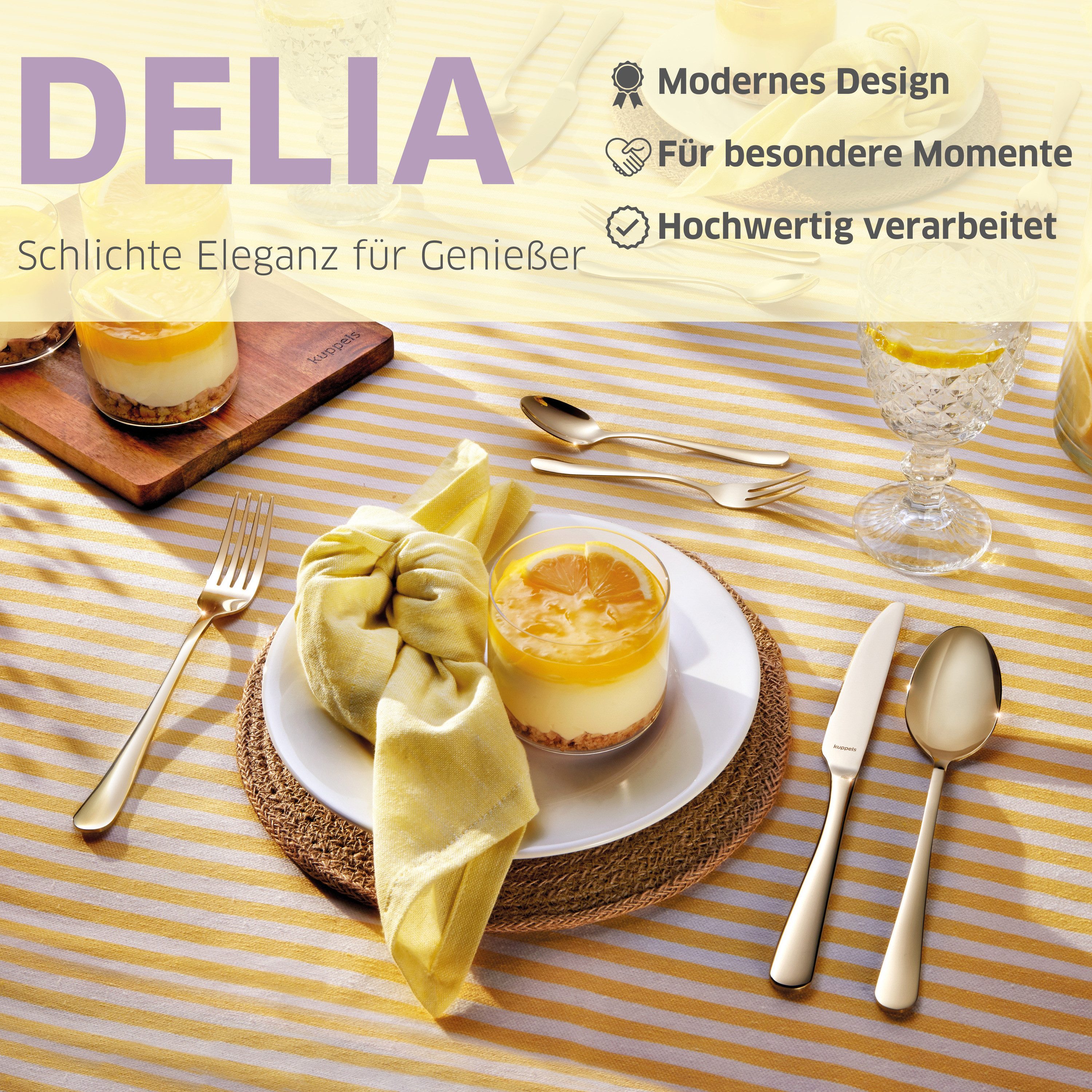 Kuppels Besteck-Set DELIA (30-tlg), 13/0 18/0, PVD champagner, hochglanzpoliert