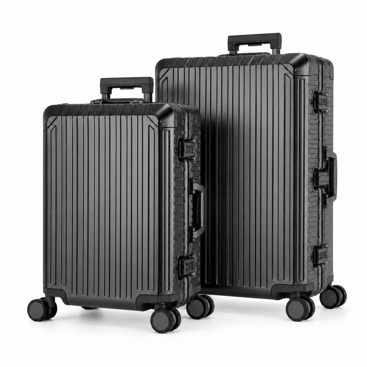 Travelhouse Kofferset 100% Aluminium TOKYO - verschiedene Farben, 4 Rollen, (2 tlg., M+L), mit stabilem Aluminium-Gehäuse, mit verstärkten Ecken
