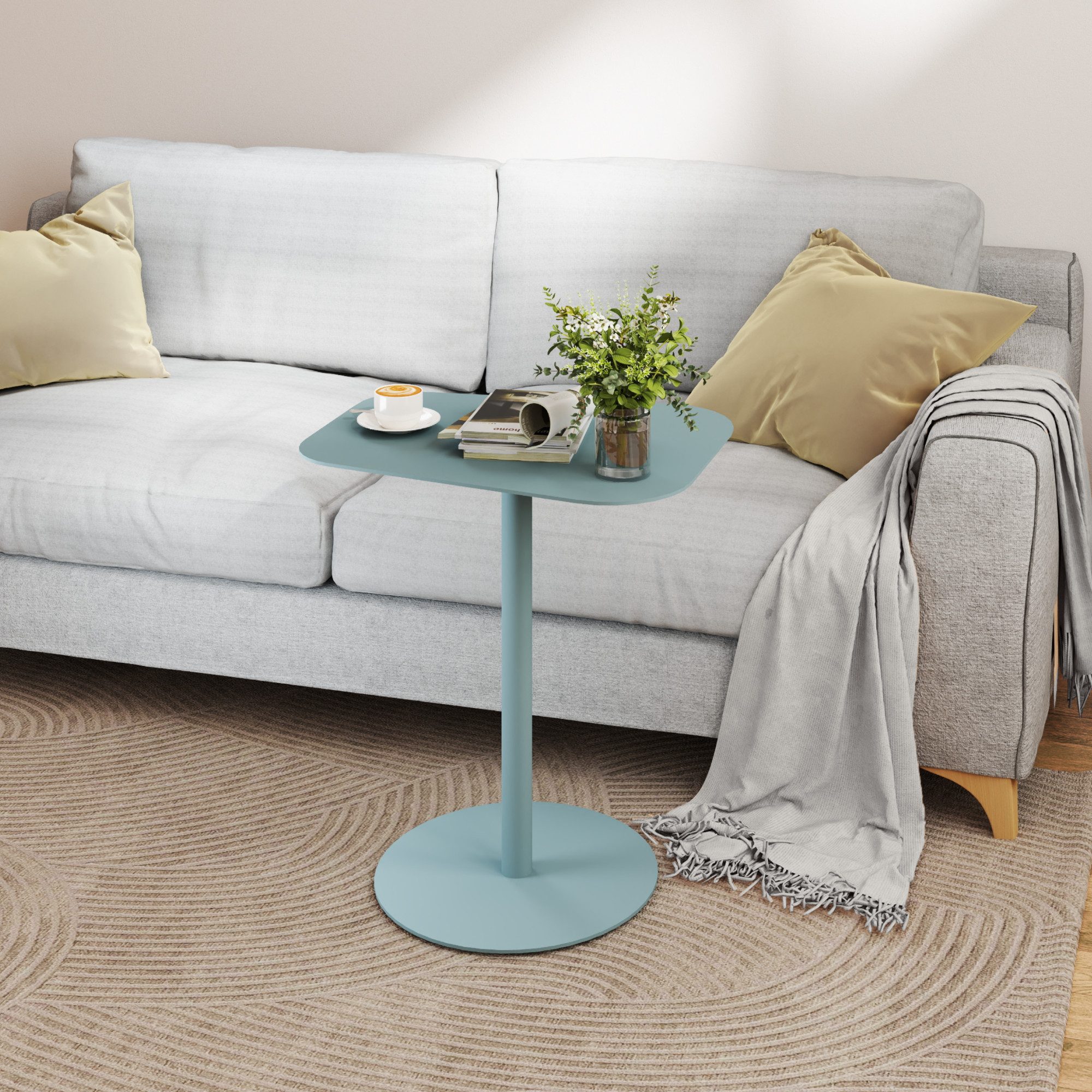 FLEXISPOT Ablagetisch Beistelltisch aus Stahl – Stabil & Farbvielfalt, Gartentisch (für Wohnzimmer, Bett, Balkon oder Garten, – Als Sofatisch, Nachttisch oder Outdoor-Tisch), für drinnen & draußen, einfache Montage, Tragkraft 20 kg