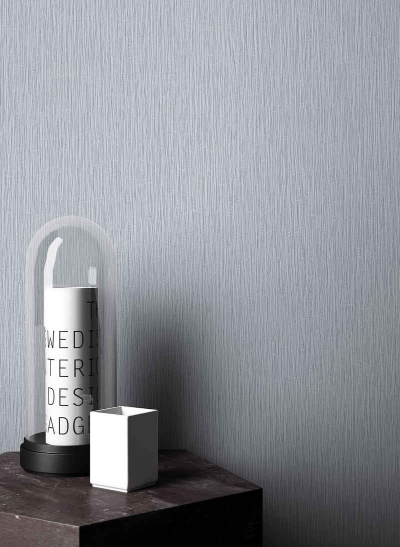 Newroom Vliestapete, Grau Tapete Uni Einfarbig - Unitapete Skandi Modern Streifen Struktur für Wohnzimmer Schlafzimmer Küche