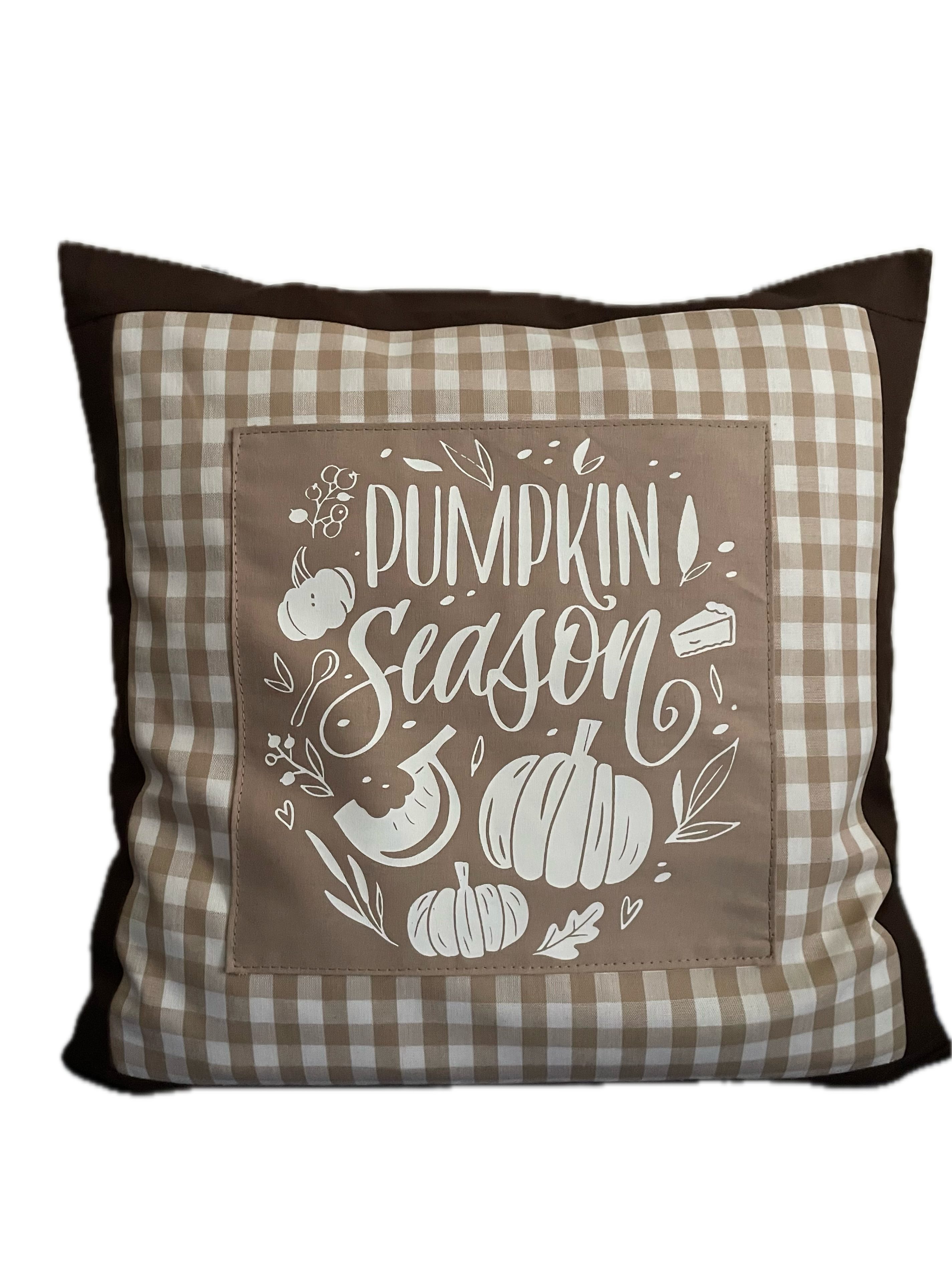 Ammerkind Dekokissen Landhausstil Kissenbezug *Herbst* beige/braun kariert, Handarbeit aus Deutschland