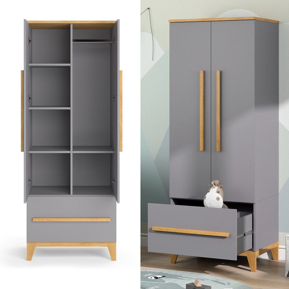 VitaliSpa® Kleiderschrank Malia, Grau/Eiche, 70 x 187 cm günstig online kaufen