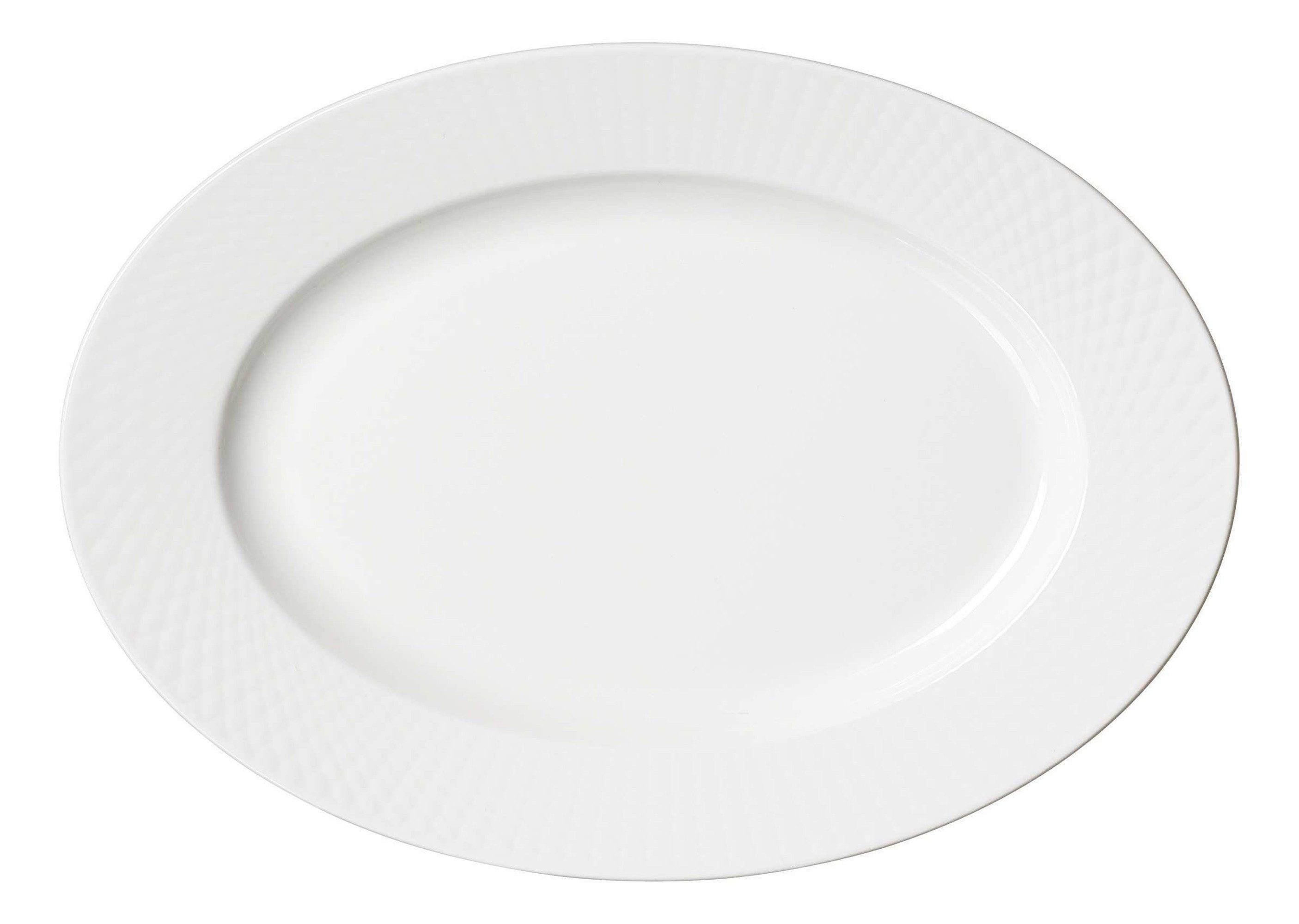 Ritzenhoff & Breker Servierplatte Saphir Porzellan Servierplatte oval 25 x 17,5 cm Weiss, Porzellan, (1-tlg)