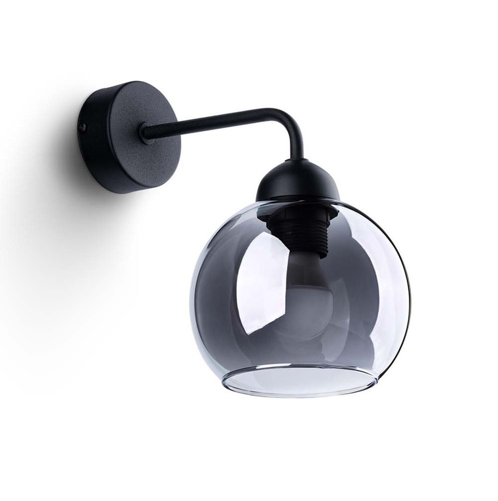 SOLLUX lighting Wandleuchte, Leuchtmittel nicht inklusive, Wohnzimmerlampe Wandleuchte Wandlampe Flurleuchte Stahl Glas Schwarz D