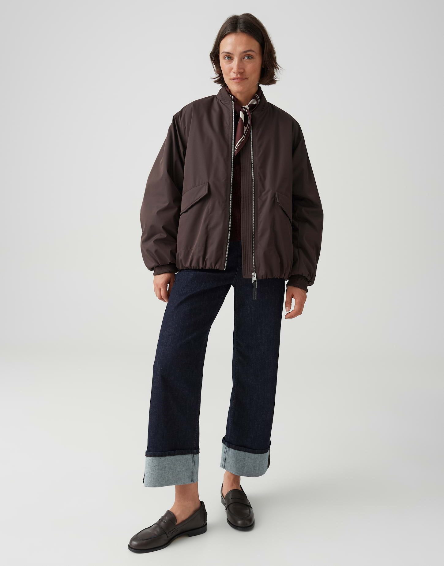 OPUS Halstuch aus Satin mit grafischem Muster, Fließender Fall mit modernem Statement Look