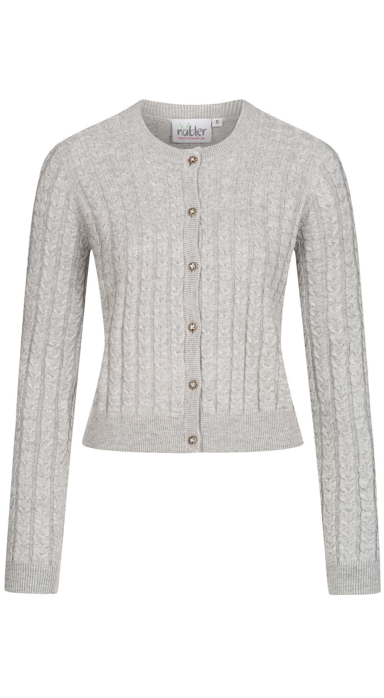 Trachtenstrickjacke Strickjacke Langarm Sonja in Silber von Nübler