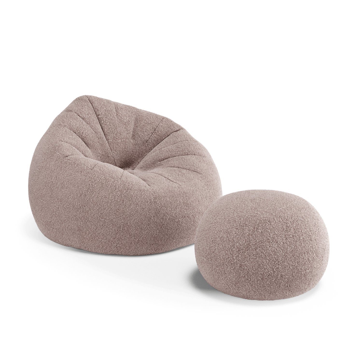 VYNCA Sitzsack Levy x Orely Set / Baloo (Sitzsack), Indoor Sitzsack, Made in Europe, Stoffart Bouclé RosyBrown