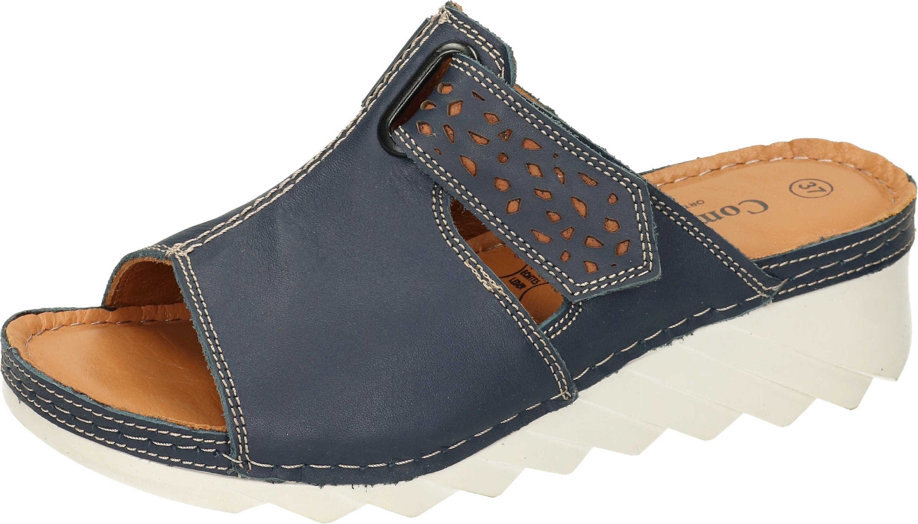 Comfortabel Pantoletten Pantolette aus echtem blau Leder