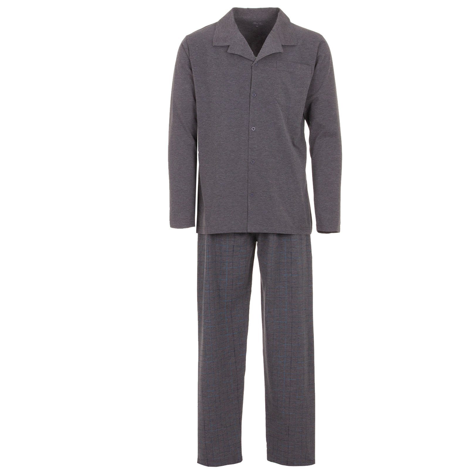 Henry Set Langarm Schlafanzug - grau Pyjama Terre Uni