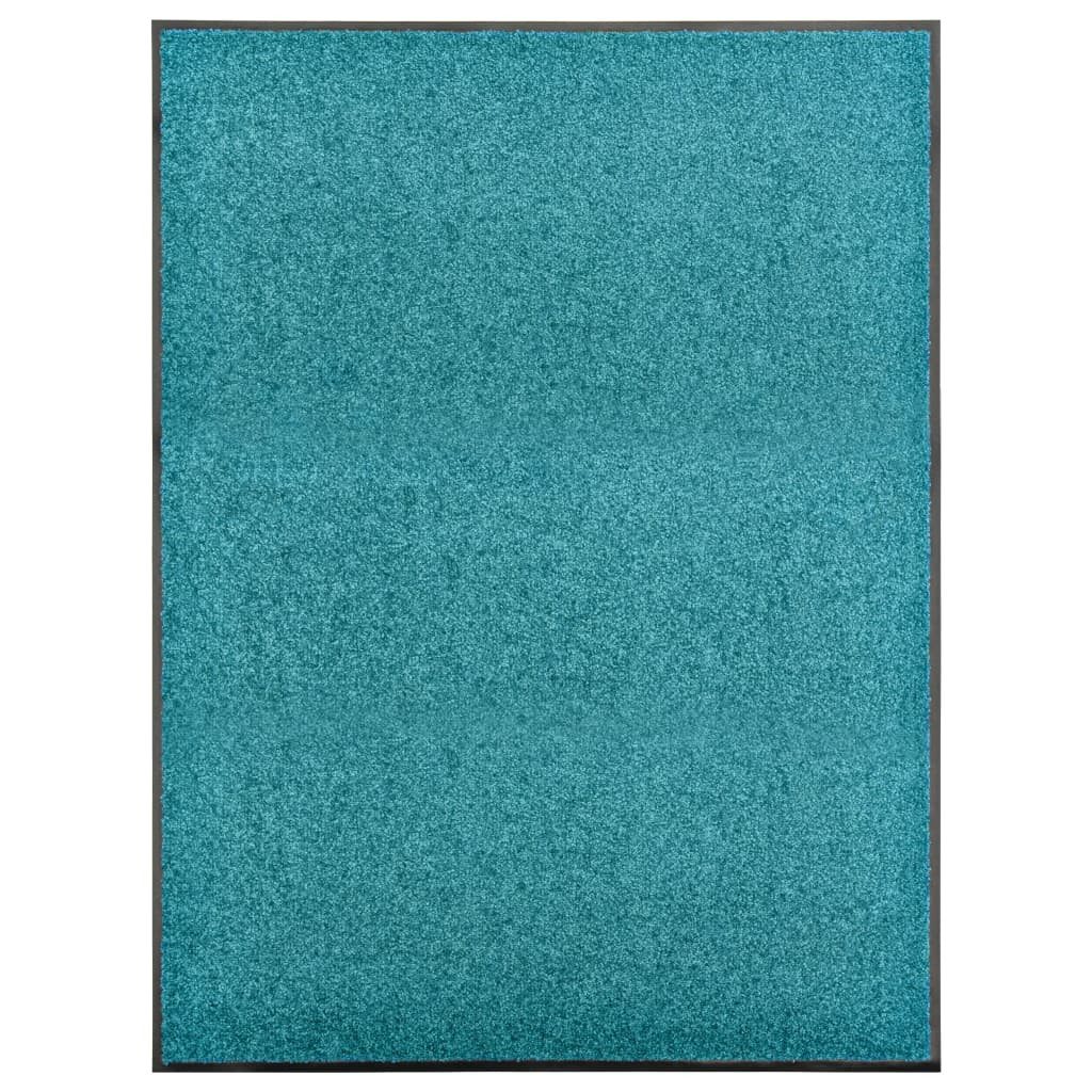 vidaXL Fußmatte Fußmatte Waschbar Cyan 90x120 cm, Rechteckig, Höhe: 0.9 mm