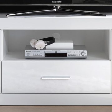Lomadox Lowboard BALVE-61, TV- modernes Hifi-Rack in weiß Hochglanz mit LED BxHxT: 150x61x45cm