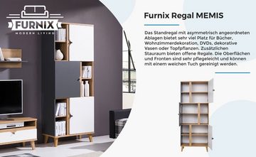 Furnix Regal MEMIS R3D Standregal mit offenen Regalen und Türen Eiche/Weiß+Graphit, B80 x H200 x T40 cm