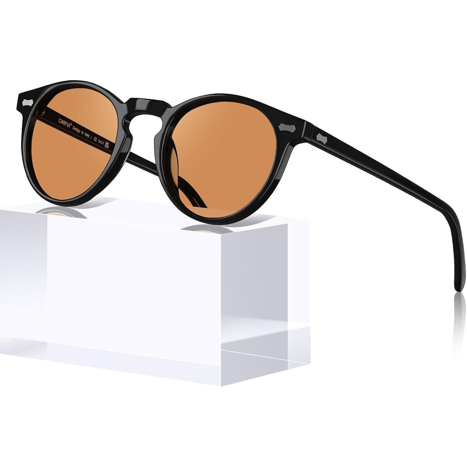 LuxusKollektion Retrosonnenbrille Sonnenbrille Rund Damen A25 Schwarz Orange Nicht Polarisiert Linse (1-St)