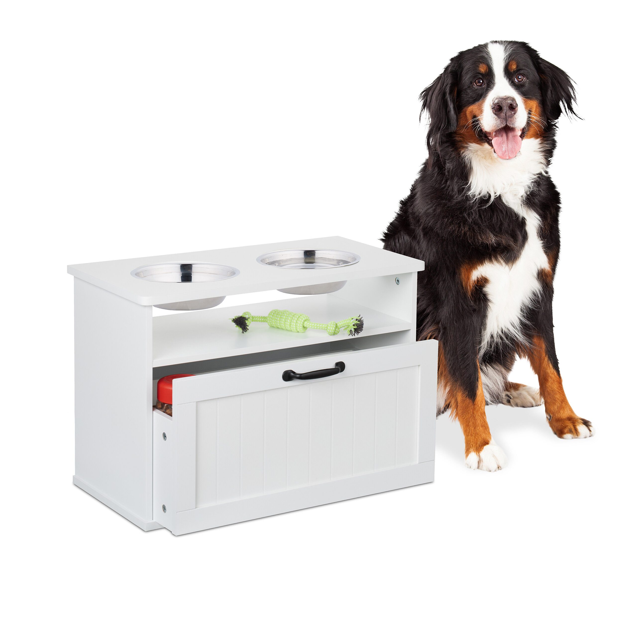 relaxdays Futterstation Erhöhte Futterstation für Hunde, Edelstahl