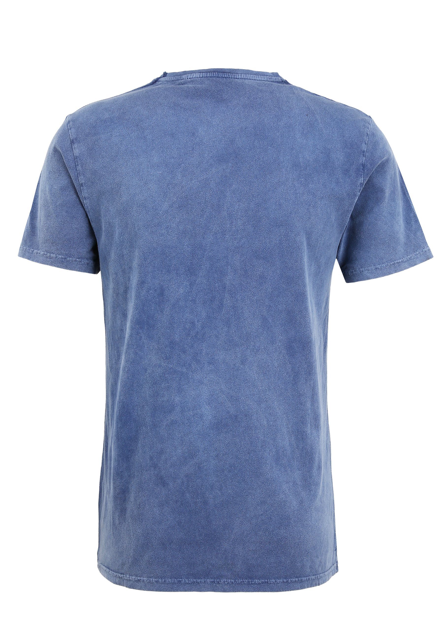 Recovered T-Shirt Disney Mickey Mouse zertifizierte GOTS Blau Posing Bio-Baumwolle