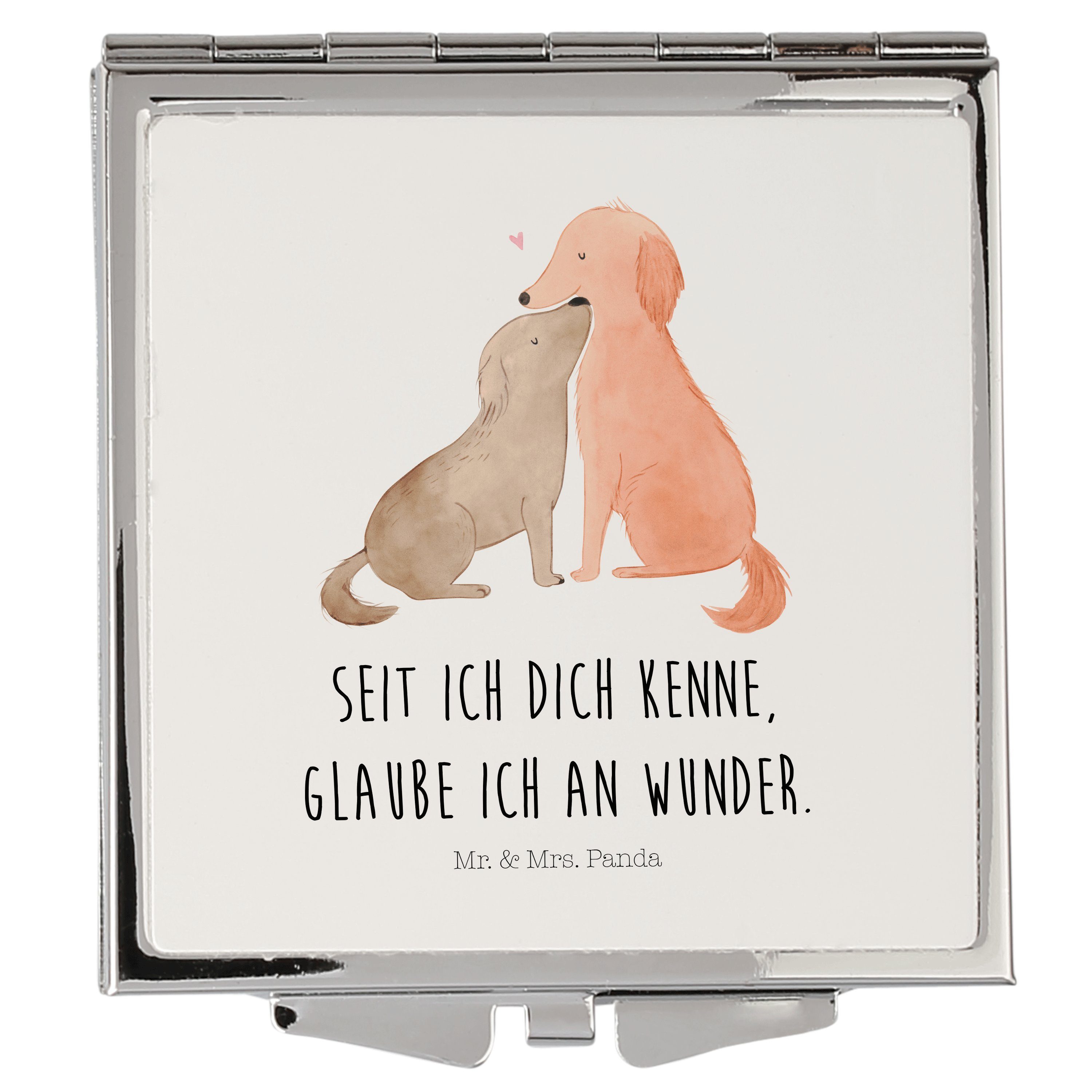 Mr. & Mrs. Panda Kosmetikspiegel Hunde Liebe - Weiß - Geschenk, Handtasche, Vierbeiner, Hunderasse, Hu (1-St)