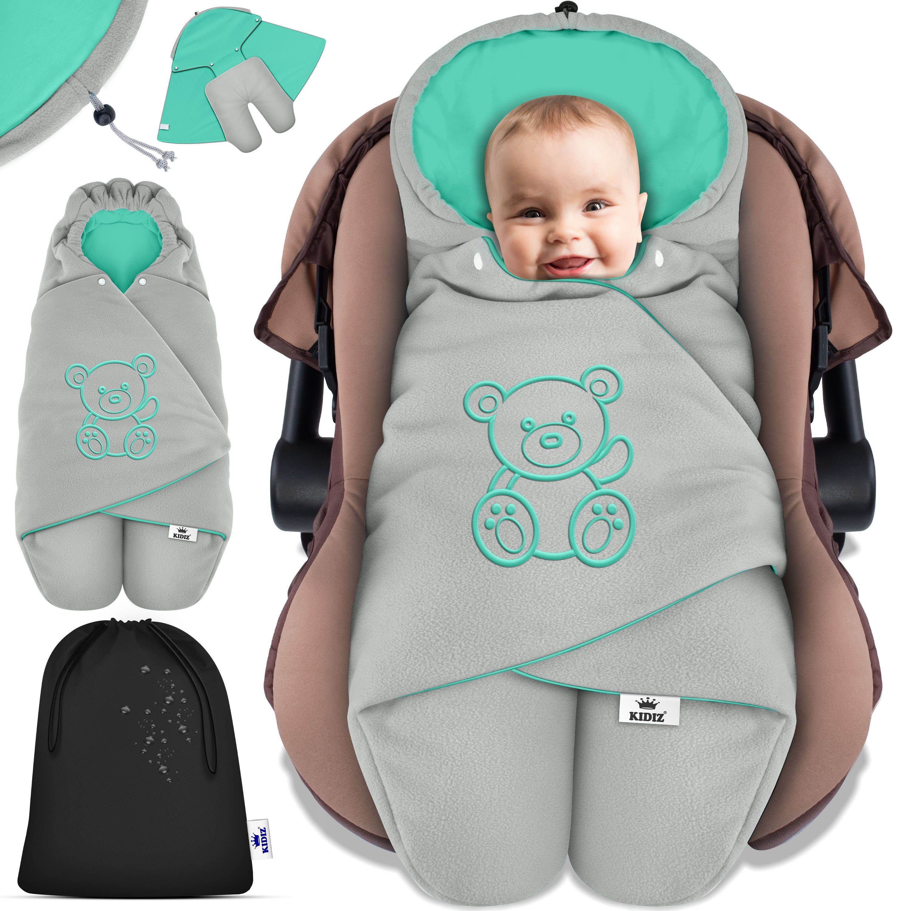 KIDIZ Deckenschlafsack, Baby Einschlagdecke mit Tasche für Winter & Herbst Babydecke Fußsack