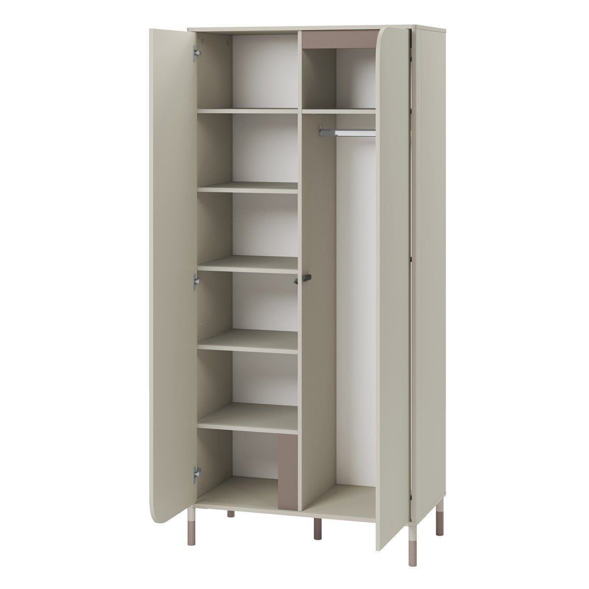 Compleo Kleiderschrank JUNA auf hohen Beinen, zweitürig Schrank, Jugendzimmer