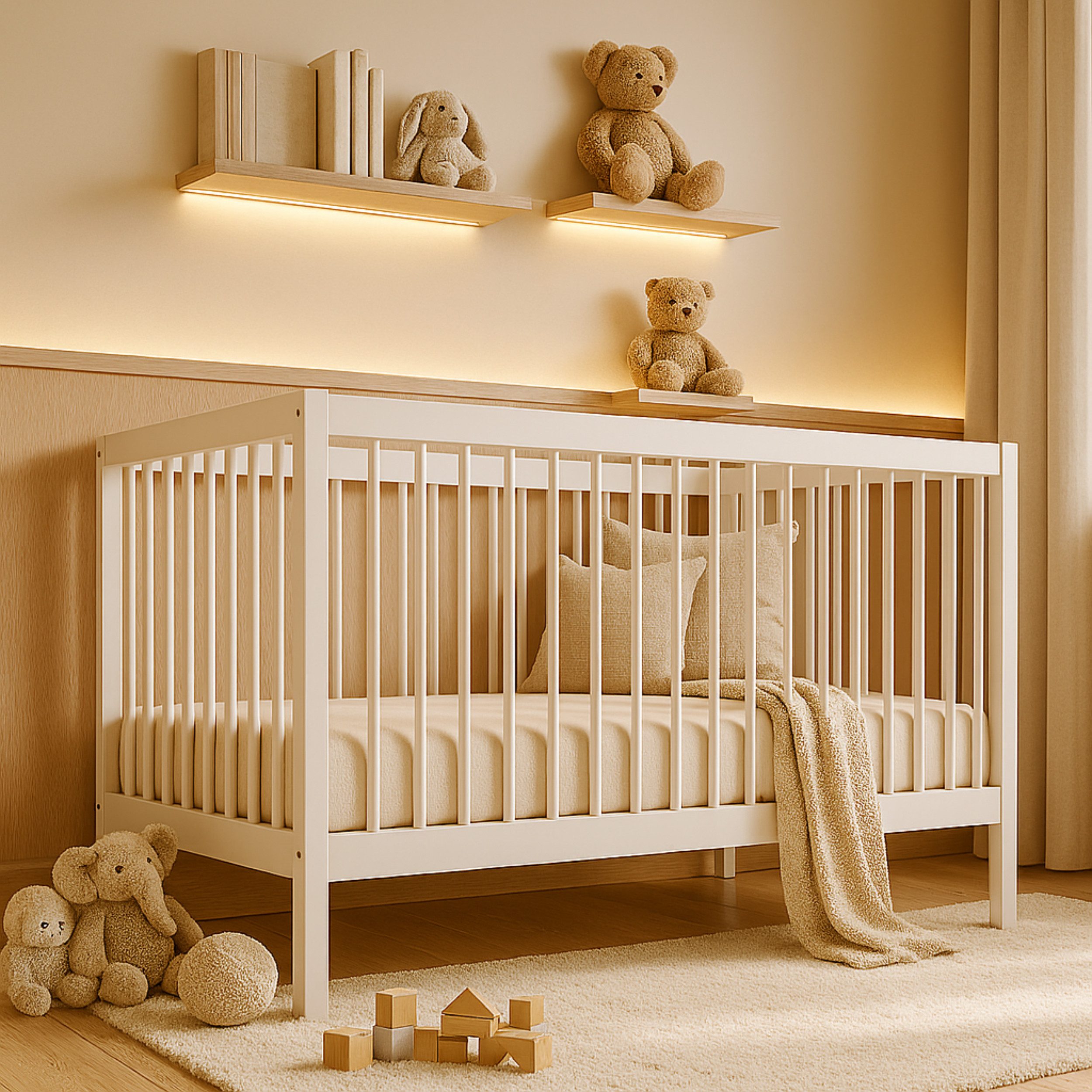 Babybett TOBI I Das Beste für Kleine Babys I 9-fach höhenverstellbarer EN 716-1