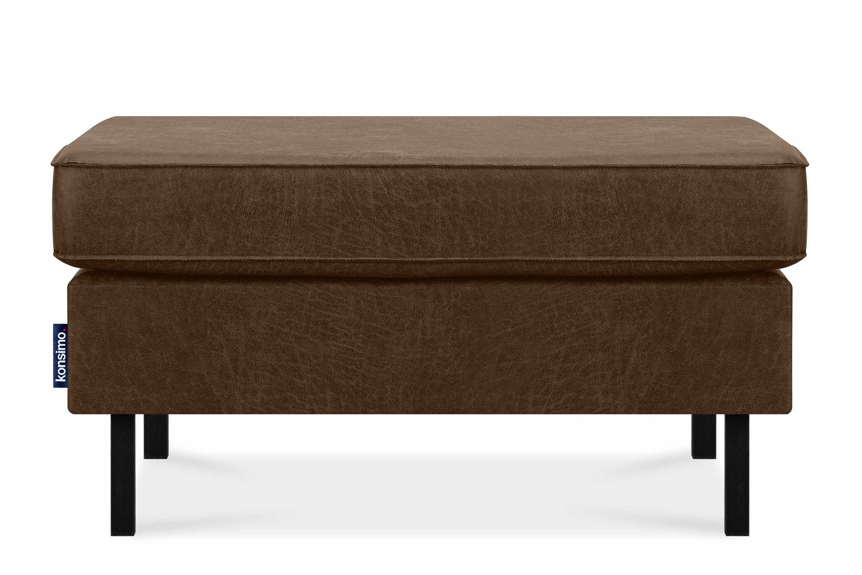 KONSIMO® Sitzhocker INVIA Sitzhocker Pouffe, Grundschicht: Echtleder, auf hohen Metallfüßen, Hergestellt in EU